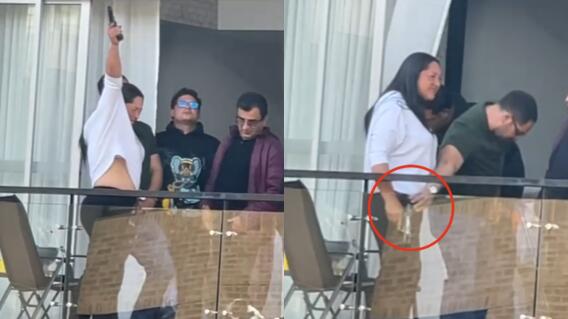 La mujer arroja el aire desde el balcón del apartamento en Mazurén, Bogotá - Bludio